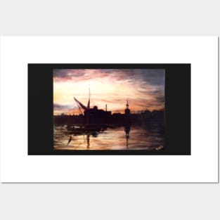 SAILING BARGE PASSING ST MARY'S CHURCH ROTHERHITHE LONDON Posters and Art